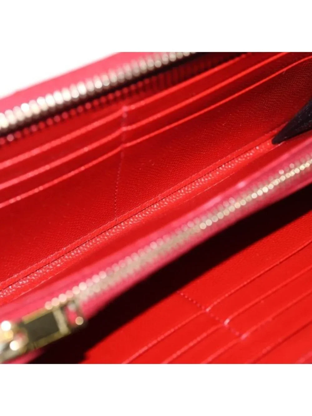 Saint Laurent Yves Cassandra Zip Around Wallet Card Case Red Leather Gold - Picture 4 of 6